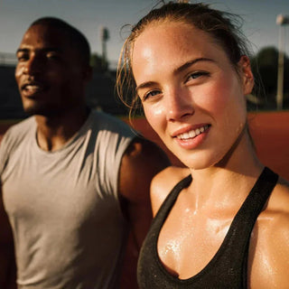 Frau und Mann bei Outdoor Workout