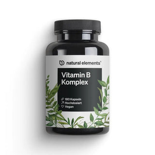 Vitamin B Komplex von Natural Elements, 180 Kapseln, hochdosiert und vegan