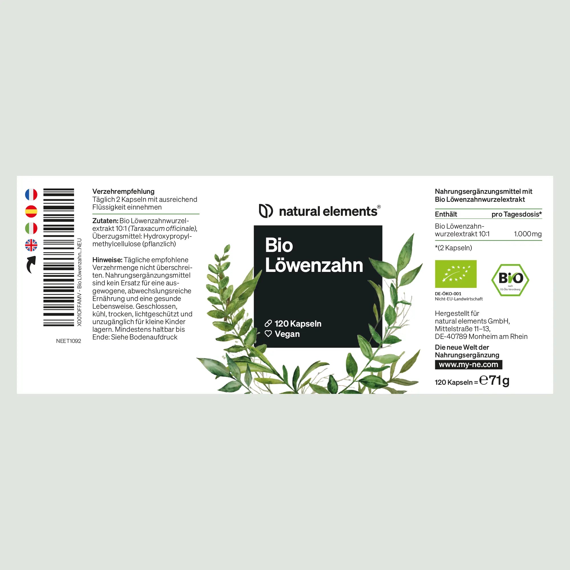 Bio Löwenzahn Kapseln – natural elements