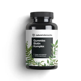 Gummies Biotin Kompex von natural elements, Vegan und zuckerfrei, Himbeergeschmack