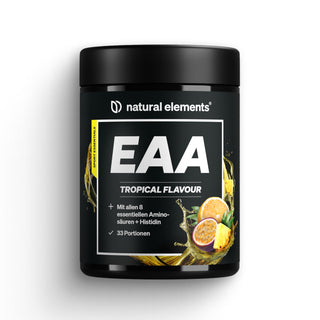 EAA Pulver von natural elements, Tropical Flavour, mit allen 8 essentiellen Aminosäuren + Histidin, 33 Portionen