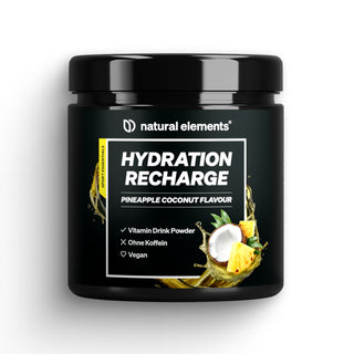 Hydration Recharge Pulver - Sport von natural elements, Ananas-Kokosnuss-Geschmack, vegan und koffeinfrei