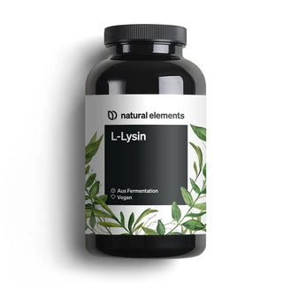 L-Lysin-Kapseln von natural elements, lebenswichtige Aminosäure, Linderung von Stress auf Lippen und Haut