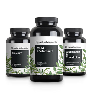 Mobility Bundle von natural elements, Calcium, MSM + Vitamin C, Glucosamin & Chondroitin