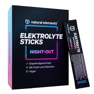 Elektrolyte Sticks Night-out von natural elements mit Grapefruit-Geschmack, vegan mit Cholin und Vitaminen
