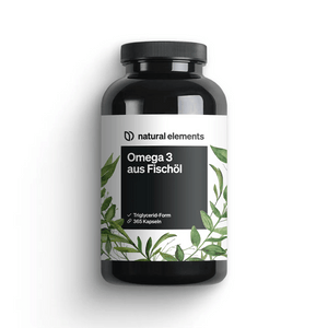 Omega 3 von Natural Elements aus Fischöl 365 Kapseln in Triglyceridform zur Unterstützung der Herzfunktion.