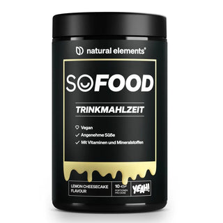 NATURAL ELEMENTS So Food Trinkmahlzeit, Geschmack Zitronen-Käsekuchen – vegane Flüssigmahlzeit mit Süßungsmitteln, Vitaminen und Mineralstoffen.