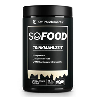 NATURAL ELEMENTS So Food Trinkmahlzeit, Vanillekeks-Geschmack, vegetarisch, mit Vitaminen und Mineralstoffen. 10 Portionen pro Packung.