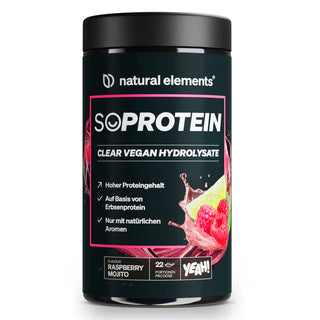 SoProtein Clear Vegan Hydrolysate von NATURAL ELEMENTS Himbeer-Mojito-Geschmack