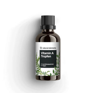 Vitamin A Tropfen von natural elements, vegan, aus Retinylpalmitat mit MCT-Öl.