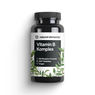 Vitamin B Komplex von Natural Elements, die 240 vegane Tabletten, bioaktive Wirkstoffe, gesundes Nervensystem