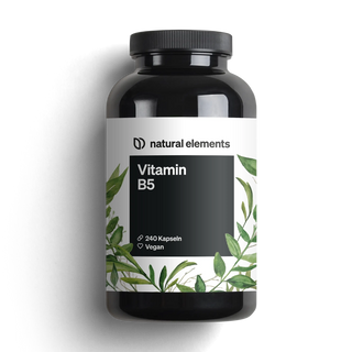 Vitamin B5 Kapseln von natural elements, 240 vegane Kapseln mit Pantothensäure zur Verbesserung des Hautbildes