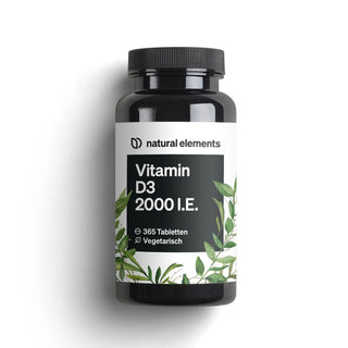 Vitamin D3 2000 I.E. 365 vegetarische Tabletten von NATURAL ELEMENTS, Immunsystem
