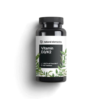 Vitamin D3/K2 – 5000 I.E. 180 Tabletten von Natural Elements, Knochengesundheit, Zähne, Kalziumaufnahme