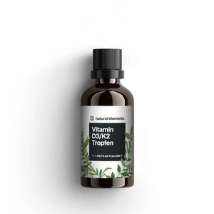 Vitamin D3/K2 Tropfen von Natural Elements, Knochengesundheit, Zähne, Kalziumaufnahme