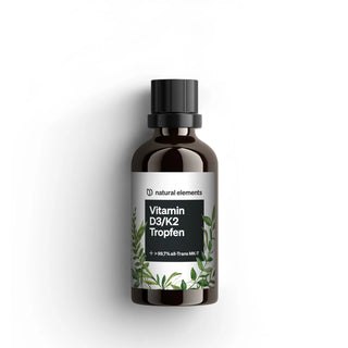 Vitamin D3/K2 Tropfen von Natural Elements, Knochengesundheit, Zähne, Kalziumaufnahme