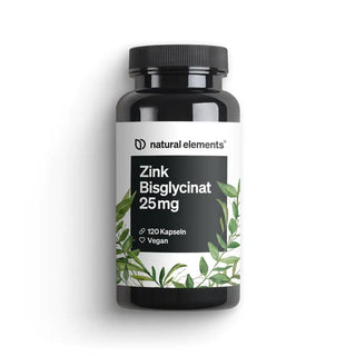 Zink-Bisglycinat-Kapseln 25 mg von NATURAL ELEMENTS, 120 vegane Kapseln